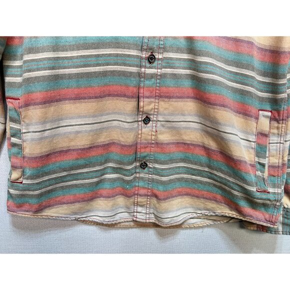 Modern Amusement Men's Hooded Button-Up Shirt Jacket Stretch Size M Multi Stripe - Picture 6 of 12